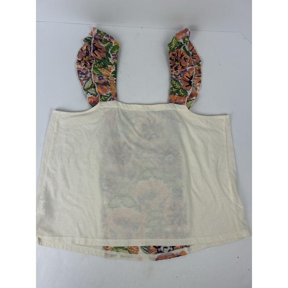 Anthropologie Tiny Marin Floral Embroidered Pink Orange Tank Size Medium - Picture 6 of 9